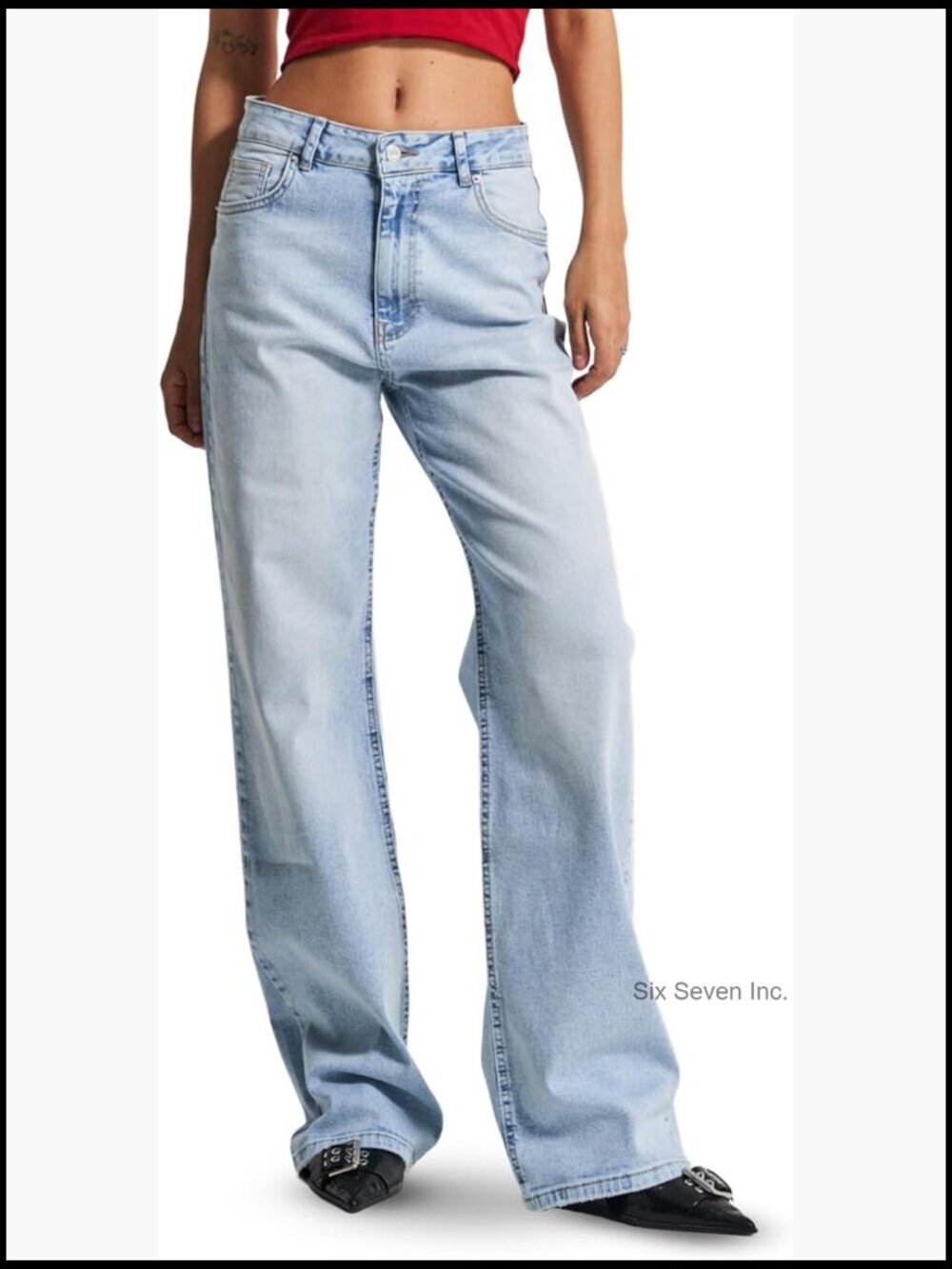 High Waisted Wide Leg Jeans for Women, Relaxed Fit Stretchy Denim Pants,